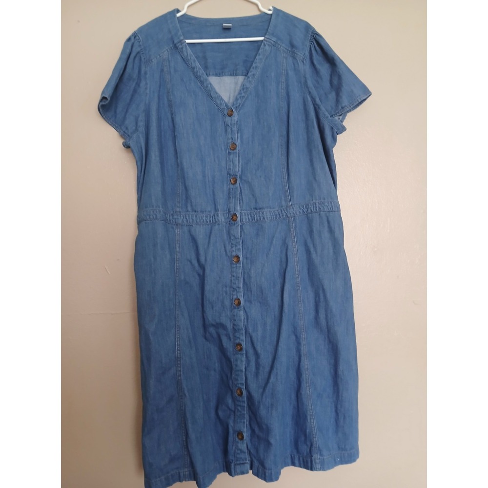 Old Navy Dress 3x Denim Shirt Button Down Bohemian Cottage Pockets Western Boho